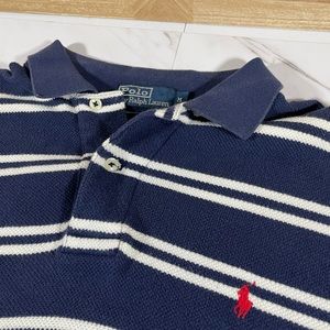 Polo by Ralph Lauren Men's Medium Blue Double Striped Shirt with Red Pony